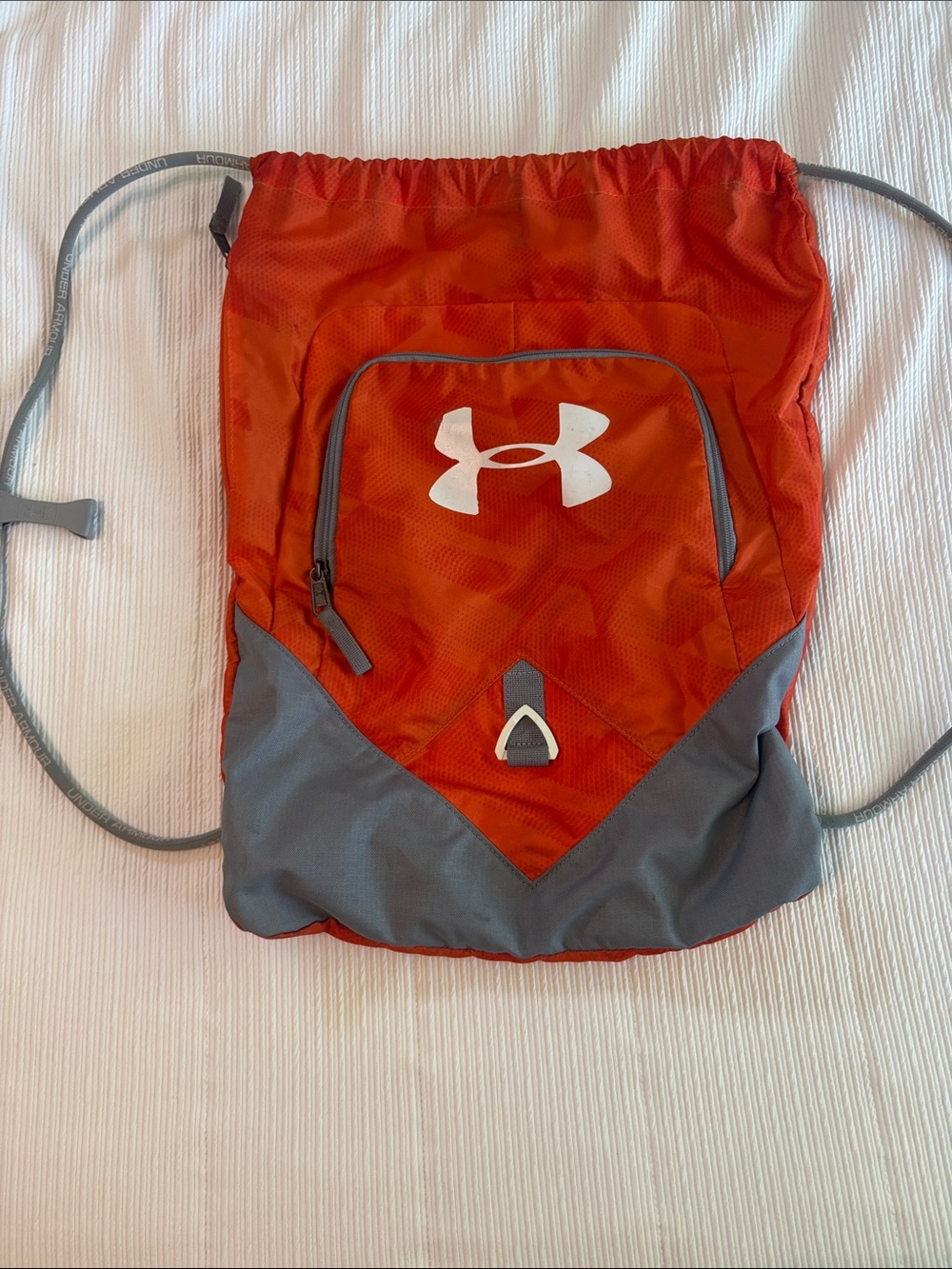 Under Armour Orange Drawstring Backpack with Gray Trim